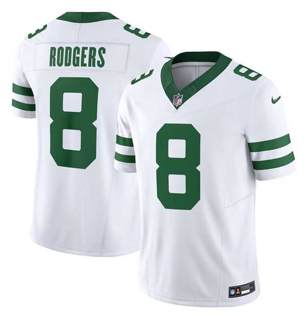 Men%27s New York Jets #8 Aaron Rodgers White 2023 F.U.S.E. Vapor Limited Throwback Stitched Football Jersey->denver broncos->NFL Jersey